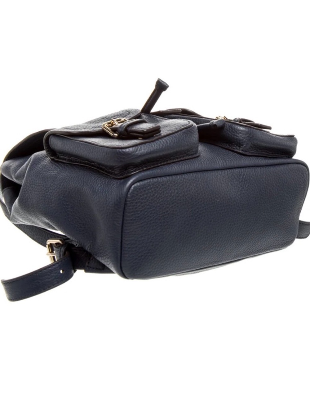 Michael Kors Navy Leather Mini Backpack with Gold Hardware - Picture 6 of 7